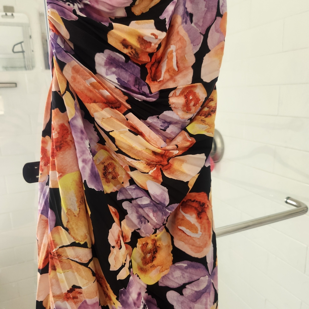 Purple and Orange One Shoulder Bodycon Cocktail Dress